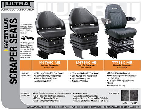 CAT Scrapers Replacement Seats
