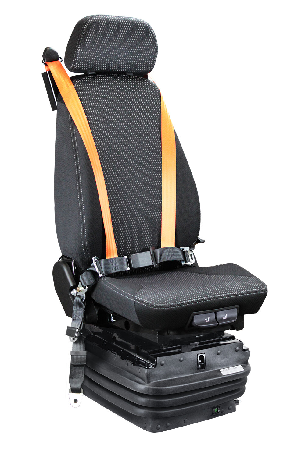 J9786CH4 Black Grey Cloth 24 Volt Air Suspension 4 Point Double Retractable Harness Seat